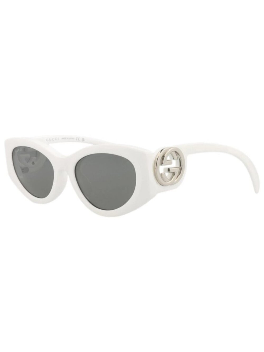 New Gucci Women's Sunglasses Cat Eye Injection Frame White White Grey